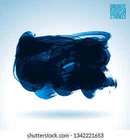 Blue brush stroke and texture. Grunge vector abstract hand - painted element. Underline and border design.
