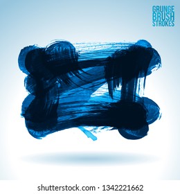 Blue brush stroke and texture. Grunge vector abstract hand - painted element. Underline and border design.