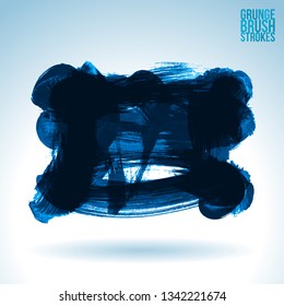 Blue brush stroke and texture. Grunge vector abstract hand - painted element. Underline and border design.