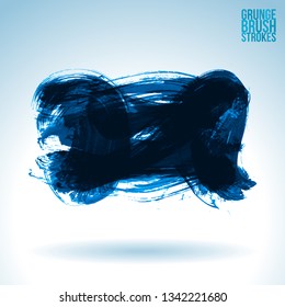 Blue brush stroke and texture. Grunge vector abstract hand - painted element. Underline and border design.