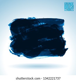 Blue brush stroke and texture. Grunge vector abstract hand - painted element. Underline and border design.