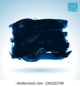 Blue brush stroke and texture. Grunge vector abstract hand - painted element. Underline and border design.
