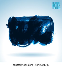 Blue brush stroke and texture. Grunge vector abstract hand - painted element. Underline and border design.