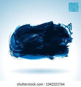 Blue brush stroke and texture. Grunge vector abstract hand - painted element. Underline and border design.