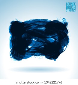 Blue brush stroke and texture. Grunge vector abstract hand - painted element. Underline and border design.