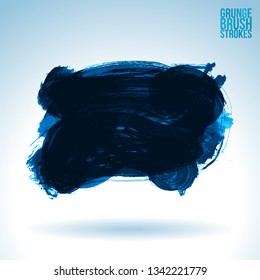 Blue brush stroke and texture. Grunge vector abstract hand - painted element. Underline and border design.