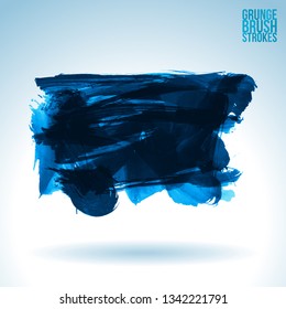 Blue brush stroke and texture. Grunge vector abstract hand - painted element. Underline and border design.