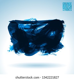 Blue brush stroke and texture. Grunge vector abstract hand - painted element. Underline and border design.