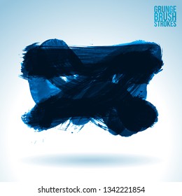 Blue brush stroke and texture. Grunge vector abstract hand - painted element. Underline and border design.