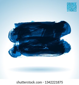 Blue brush stroke and texture. Grunge vector abstract hand - painted element. Underline and border design.