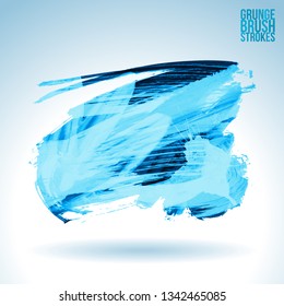 Blue brush stroke and texture. Grunge vector abstract hand - painted element. Underline and border design.