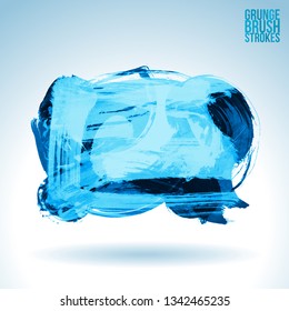 Blue brush stroke and texture. Grunge vector abstract hand - painted element. Underline and border design.