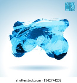 Blue brush stroke and texture. Grunge vector abstract hand - painted element. Underline and border design.