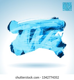 Blue brush stroke and texture. Grunge vector abstract hand - painted element. Underline and border design.