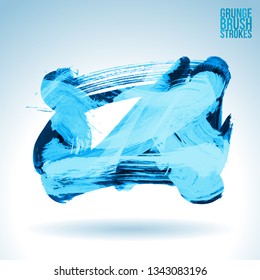 Blue brush stroke and texture. Grunge vector abstract hand - painted element. Underline and border design.