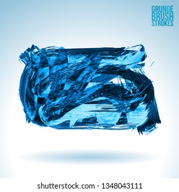 Blue brush stroke and texture. Grunge vector abstract hand - painted element. Underline and border design.