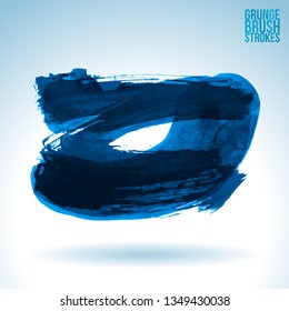 Blue brush stroke and texture. Grunge vector abstract hand - painted element. Underline and border design.