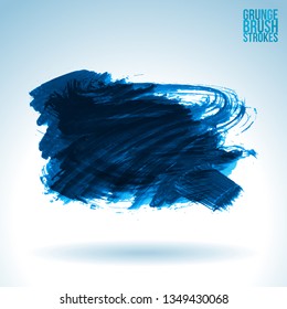 Blue brush stroke and texture. Grunge vector abstract hand - painted element. Underline and border design.
