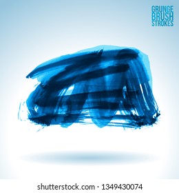 Blue brush stroke and texture. Grunge vector abstract hand - painted element. Underline and border design.