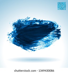 Blue brush stroke and texture. Grunge vector abstract hand - painted element. Underline and border design.