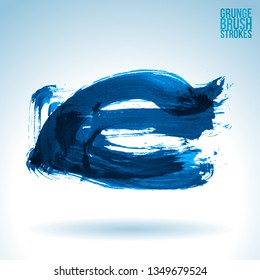 Blue brush stroke and texture. Grunge vector abstract hand - painted element. Underline and border design.