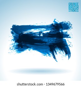 Blue brush stroke and texture. Grunge vector abstract hand - painted element. Underline and border design.