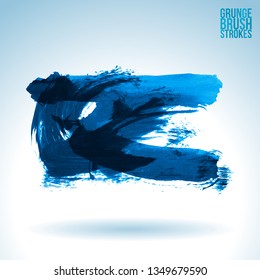 Blue brush stroke and texture. Grunge vector abstract hand - painted element. Underline and border design.