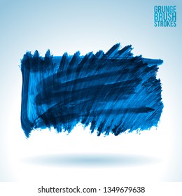 Blue brush stroke and texture. Grunge vector abstract hand - painted element. Underline and border design.