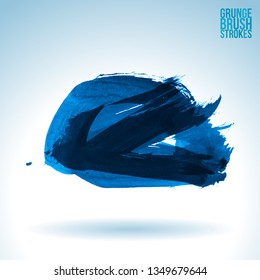 Blue brush stroke and texture. Grunge vector abstract hand - painted element. Underline and border design.
