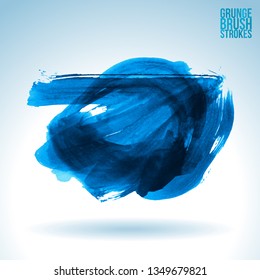 Blue brush stroke and texture. Grunge vector abstract hand - painted element. Underline and border design.
