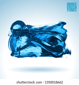 Blue brush stroke and texture. Grunge vector abstract hand - painted element. Underline and border design.