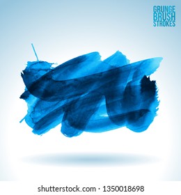 Blue brush stroke and texture. Grunge vector abstract hand - painted element. Underline and border design.