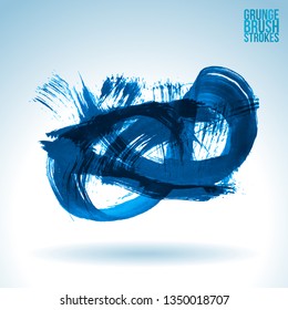 Blue brush stroke and texture. Grunge vector abstract hand - painted element. Underline and border design.