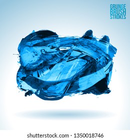 Blue brush stroke and texture. Grunge vector abstract hand - painted element. Underline and border design.