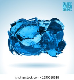 Blue brush stroke and texture. Grunge vector abstract hand - painted element. Underline and border design.
