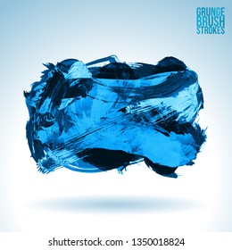 Blue brush stroke and texture. Grunge vector abstract hand - painted element. Underline and border design.