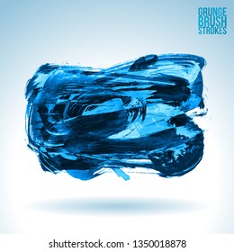 Blue brush stroke and texture. Grunge vector abstract hand - painted element. Underline and border design.