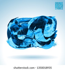 Blue brush stroke and texture. Grunge vector abstract hand - painted element. Underline and border design.