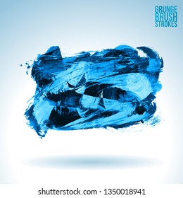 Blue brush stroke and texture. Grunge vector abstract hand - painted element. Underline and border design.