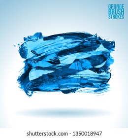 Blue brush stroke and texture. Grunge vector abstract hand - painted element. Underline and border design.