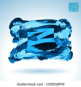 Blue brush stroke and texture. Grunge vector abstract hand - painted element. Underline and border design.
