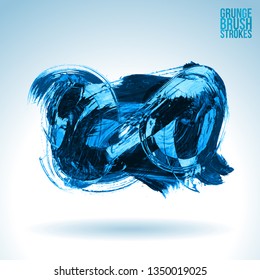 Blue brush stroke and texture. Grunge vector abstract hand - painted element. Underline and border design.