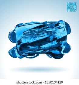 Blue brush stroke and texture. Grunge vector abstract hand - painted element. Underline and border design.