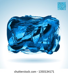 Blue brush stroke and texture. Grunge vector abstract hand - painted element. Underline and border design.