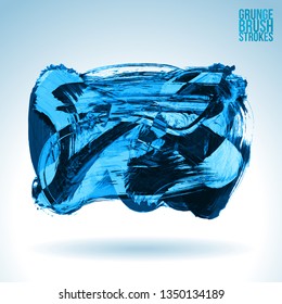 Blue brush stroke and texture. Grunge vector abstract hand - painted element. Underline and border design.