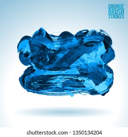Blue brush stroke and texture. Grunge vector abstract hand - painted element. Underline and border design.
