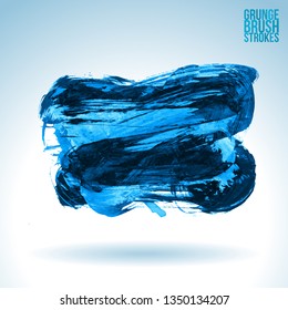 Blue brush stroke and texture. Grunge vector abstract hand - painted element. Underline and border design.