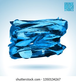 Blue brush stroke and texture. Grunge vector abstract hand - painted element. Underline and border design.
