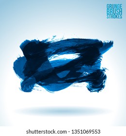 Blue brush stroke and texture. Grunge vector abstract hand - painted element. Underline and border design.