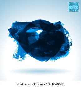Blue brush stroke and texture. Grunge vector abstract hand - painted element. Underline and border design.